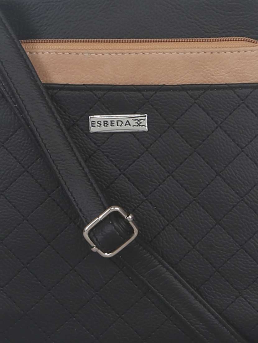 black synthetic leather sling bag - 11507261 -  Standard Image - 3