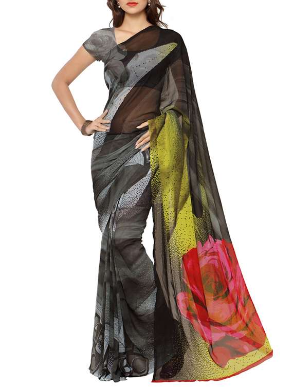 black georgette saree with blouse