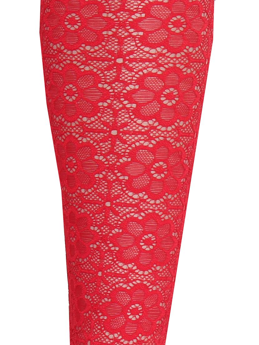 red color, viscose legging with lace - 11512317 - Standard Image - 3