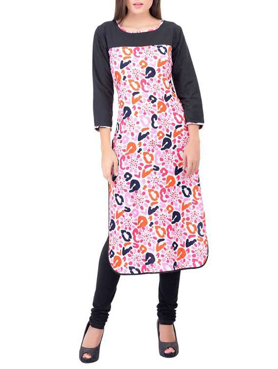 multicolored printed crepe kurta