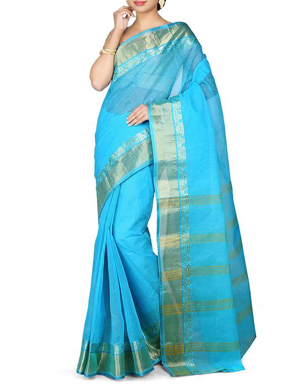 blue cotton handloom saree