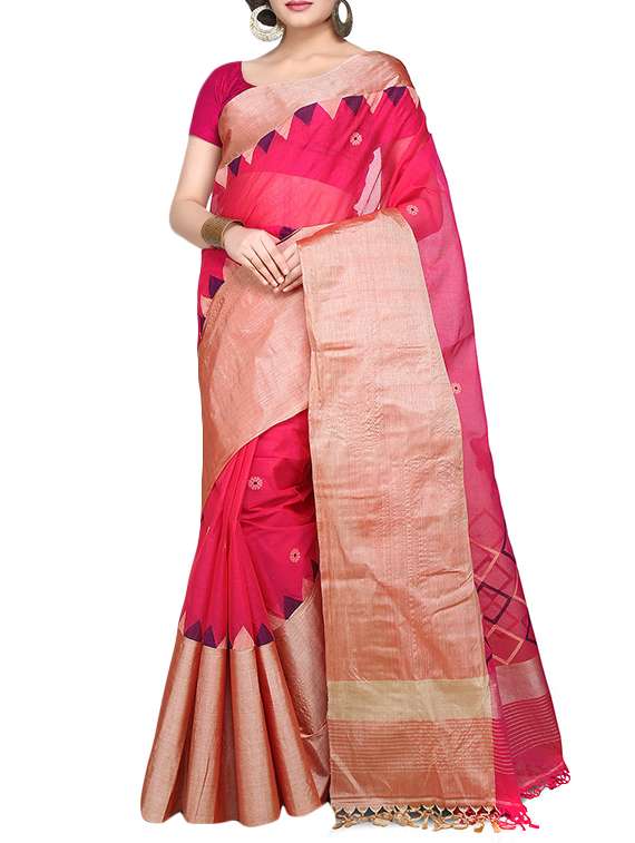 red cotton handloom saree