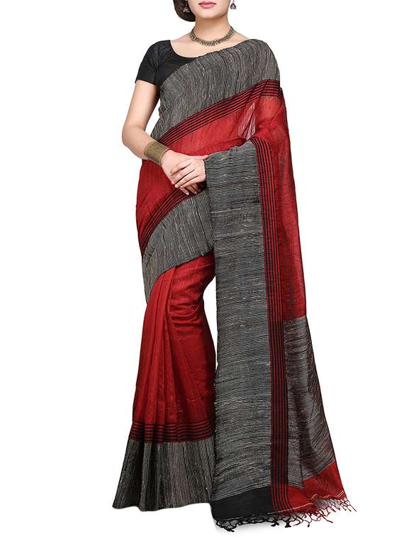 red silk handloom saree