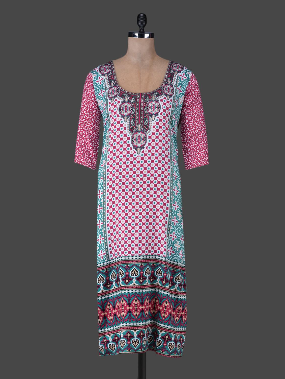 Round Neck Printed Kurta - Delena Designs