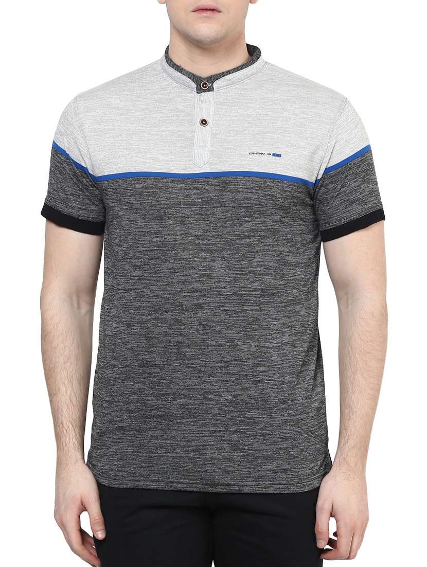 grey cotton color block t-shirt