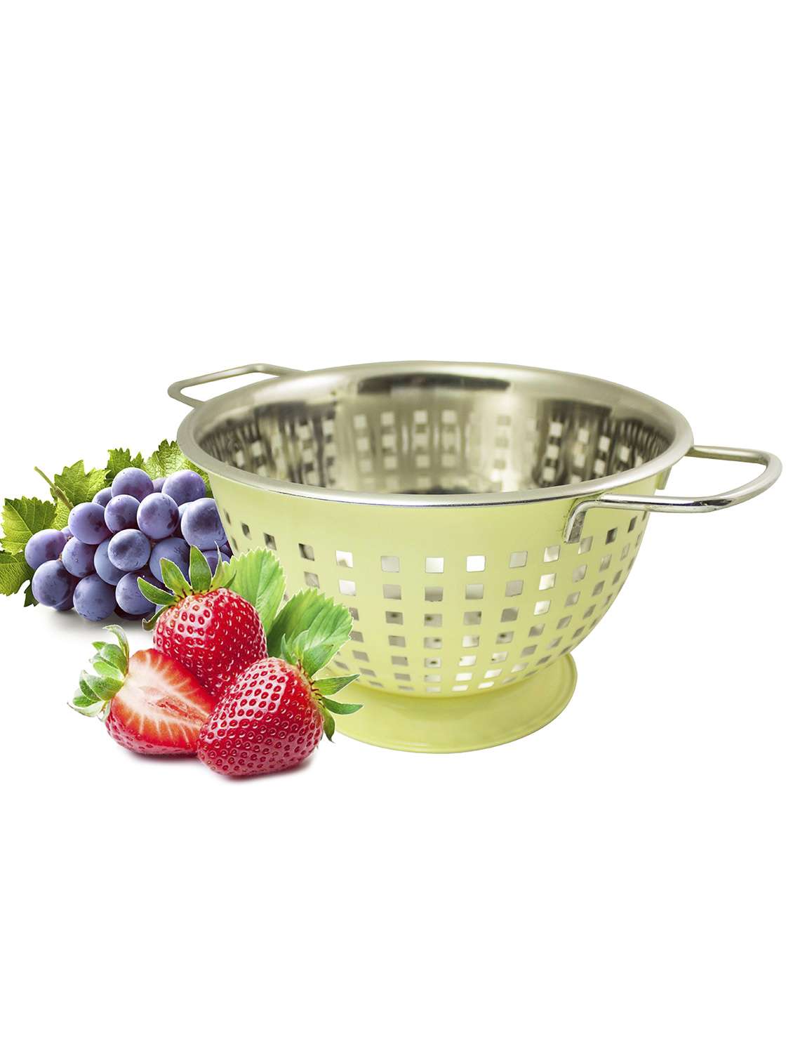 homeish stainless steel deep colander - 24 cms