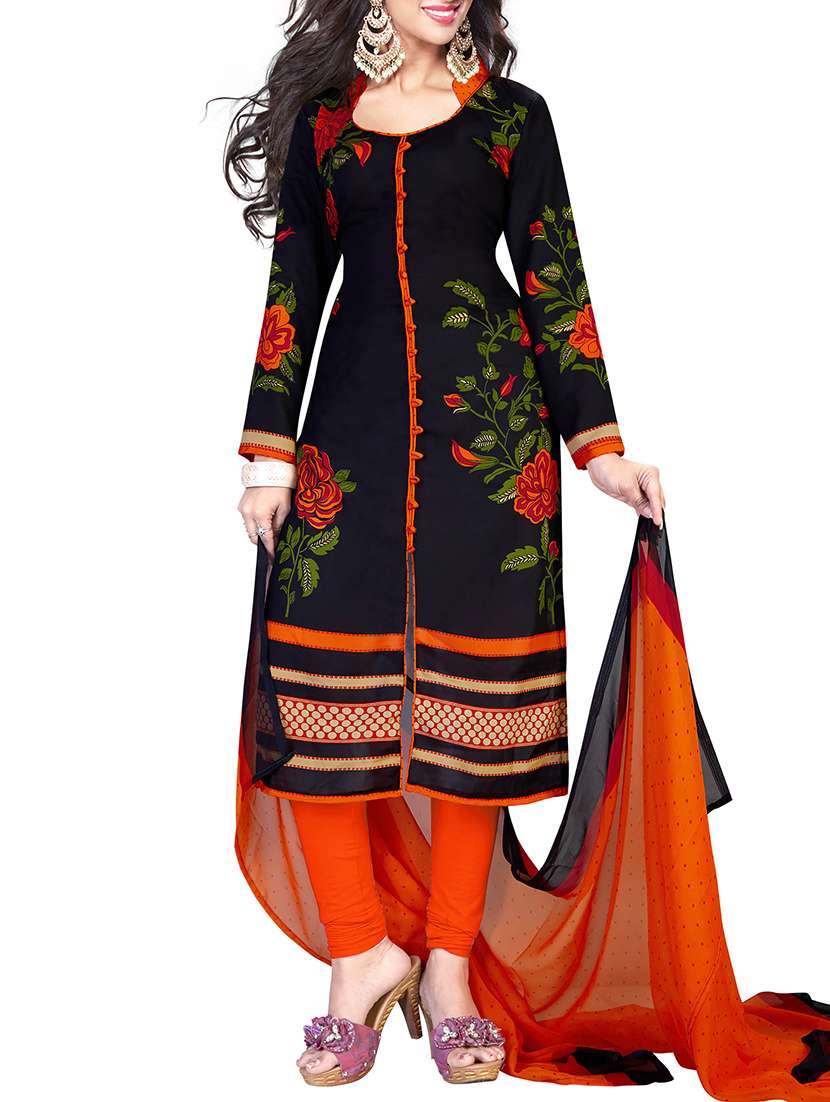 printed unstitched churidaar suit