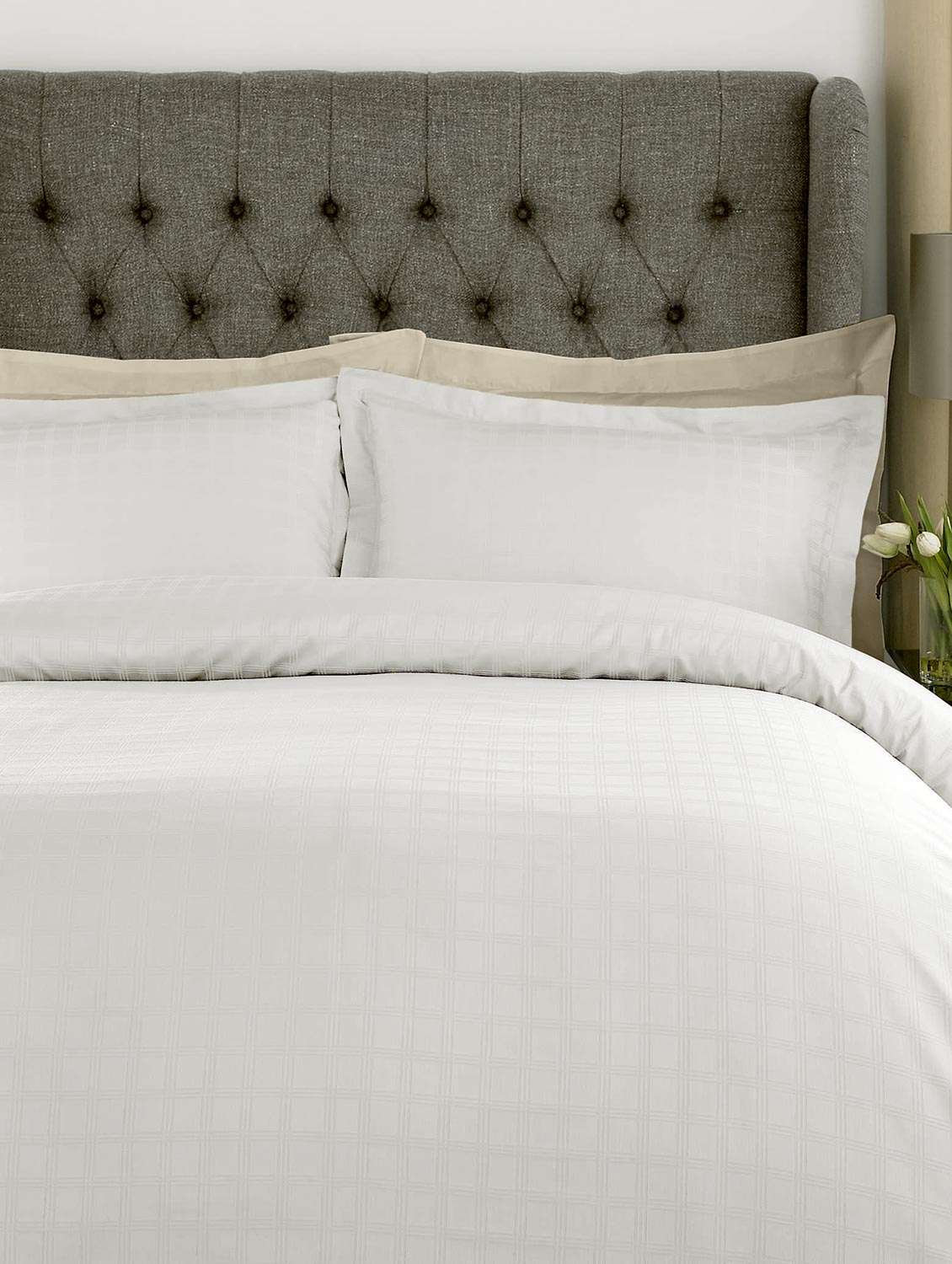 100% cotton squares duvet cover double white