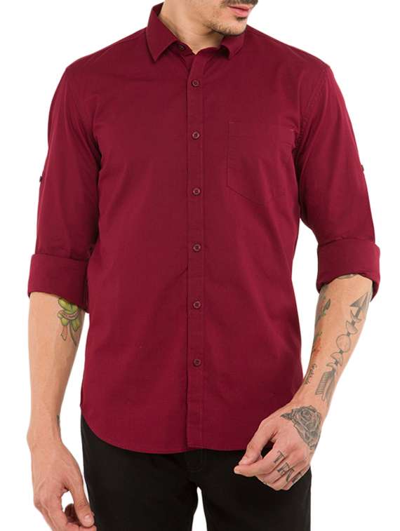 red cotton casual shirt