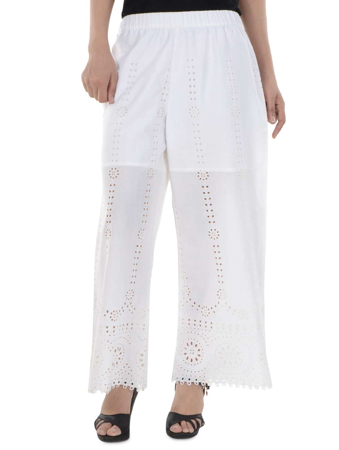 white cotton palazzos