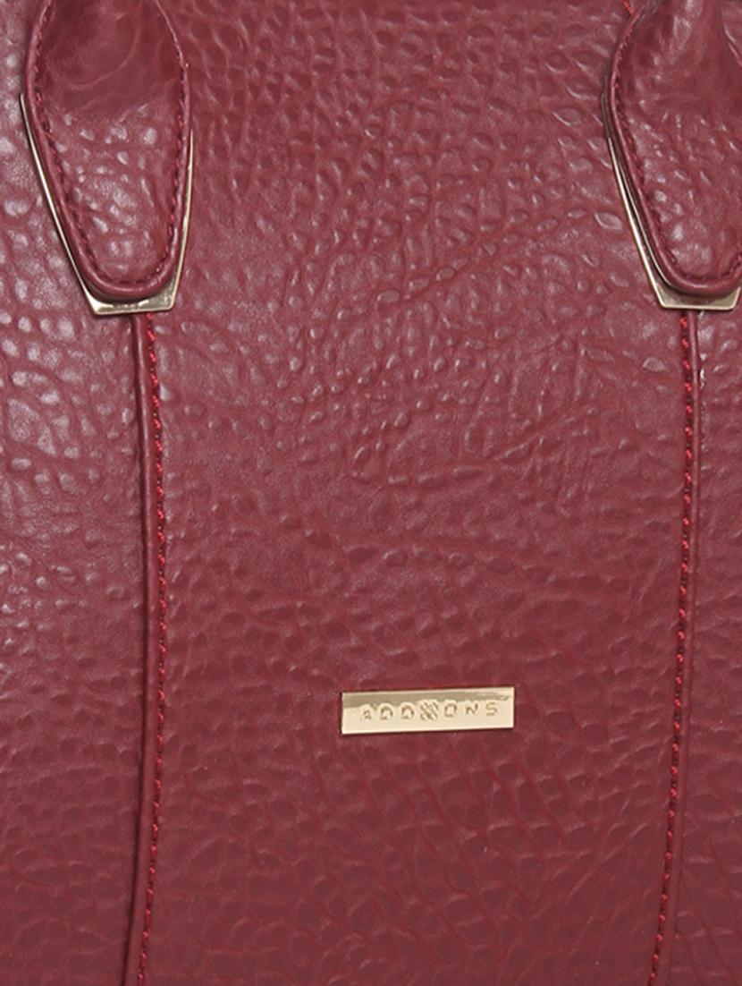 solid maroon faux leather handbag - 11567771 - Standard Image - 3