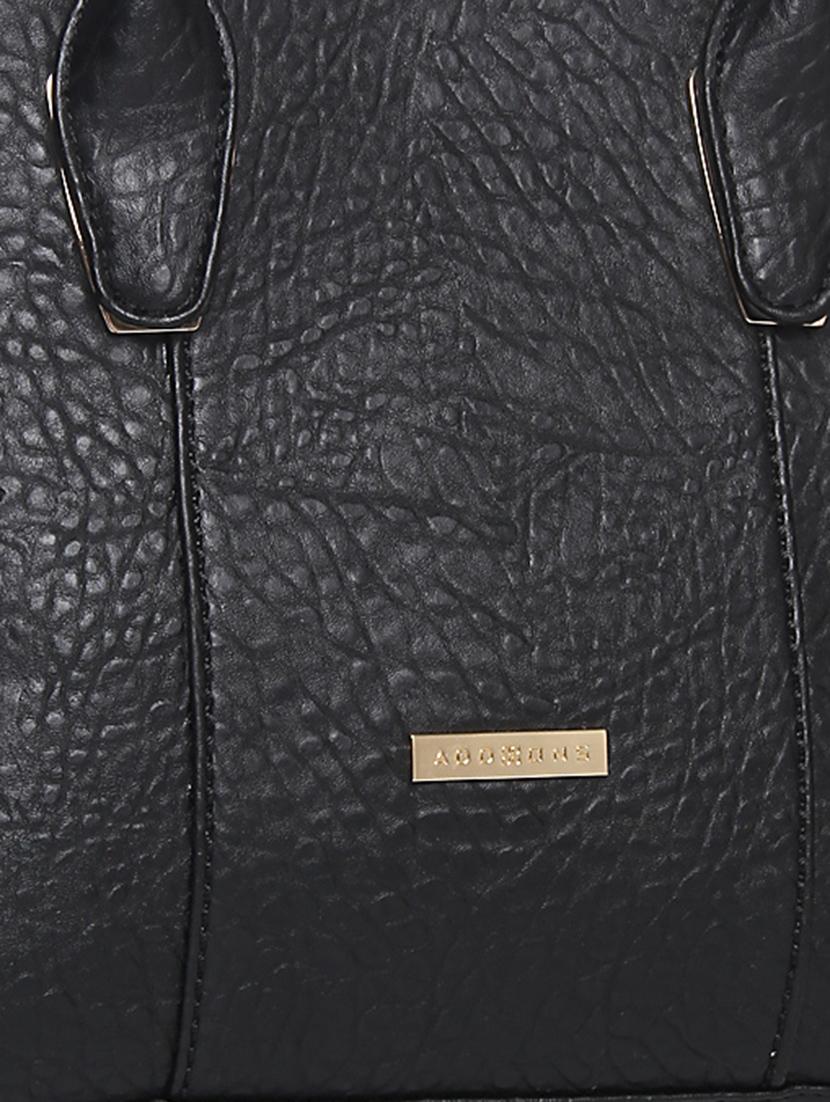 solid black faux leather handbag - 11567772 - Standard Image - 3