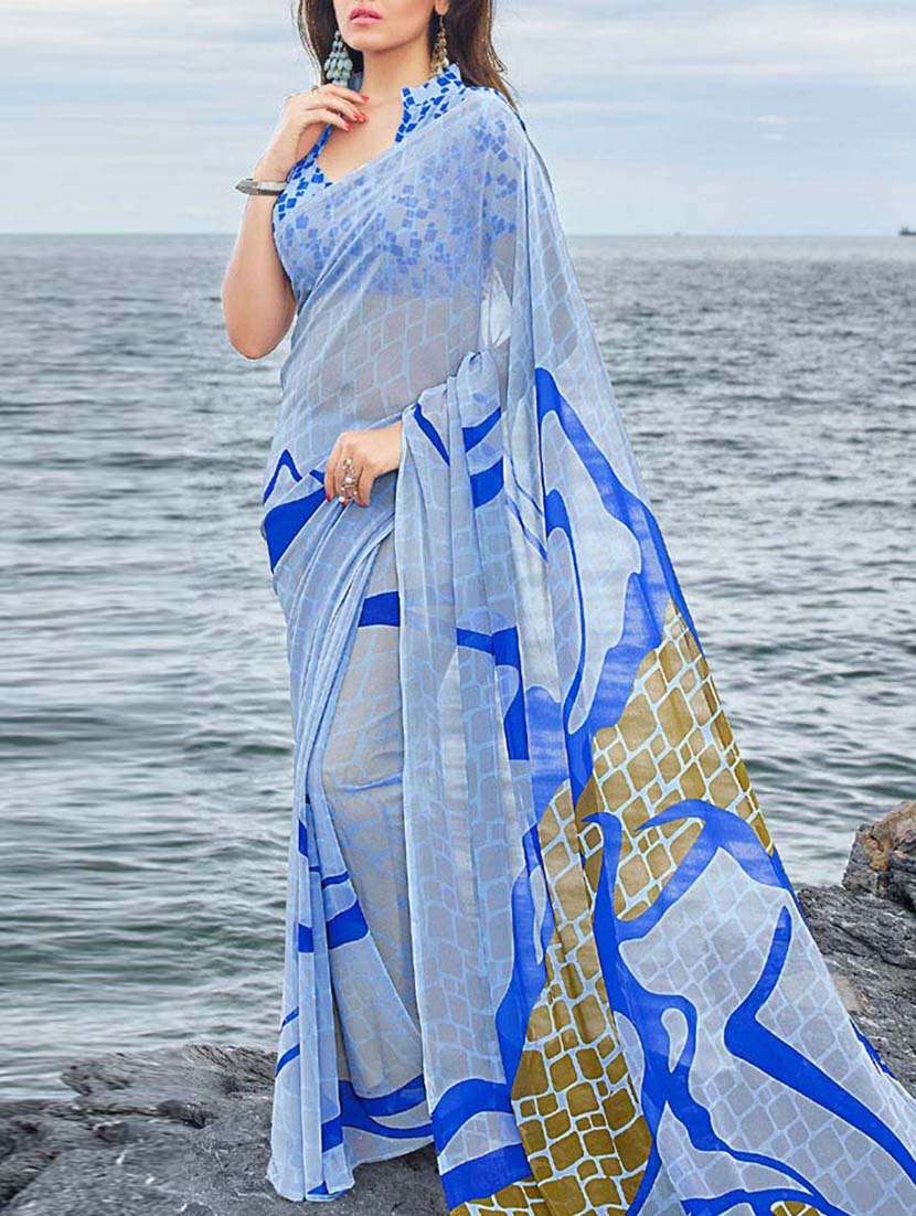 printed georgette saree