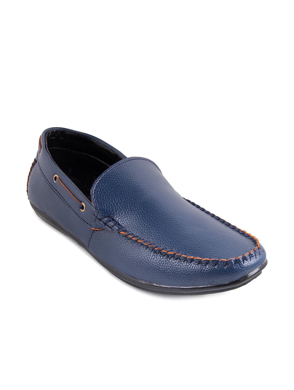 solid blue faux leather loafers - 11577016 - Zoom Image - 0