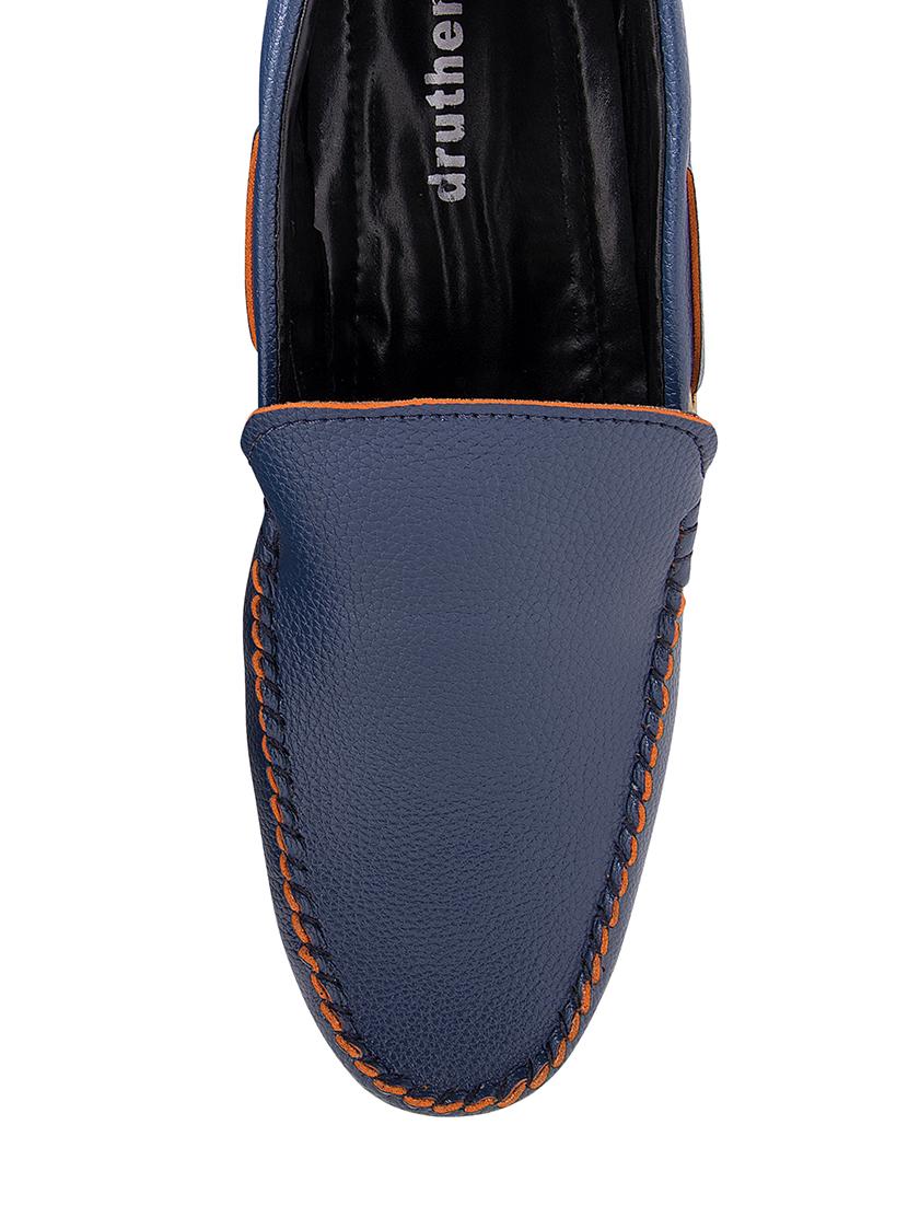 solid blue faux leather loafers - 11577016 - Standard Image - 3