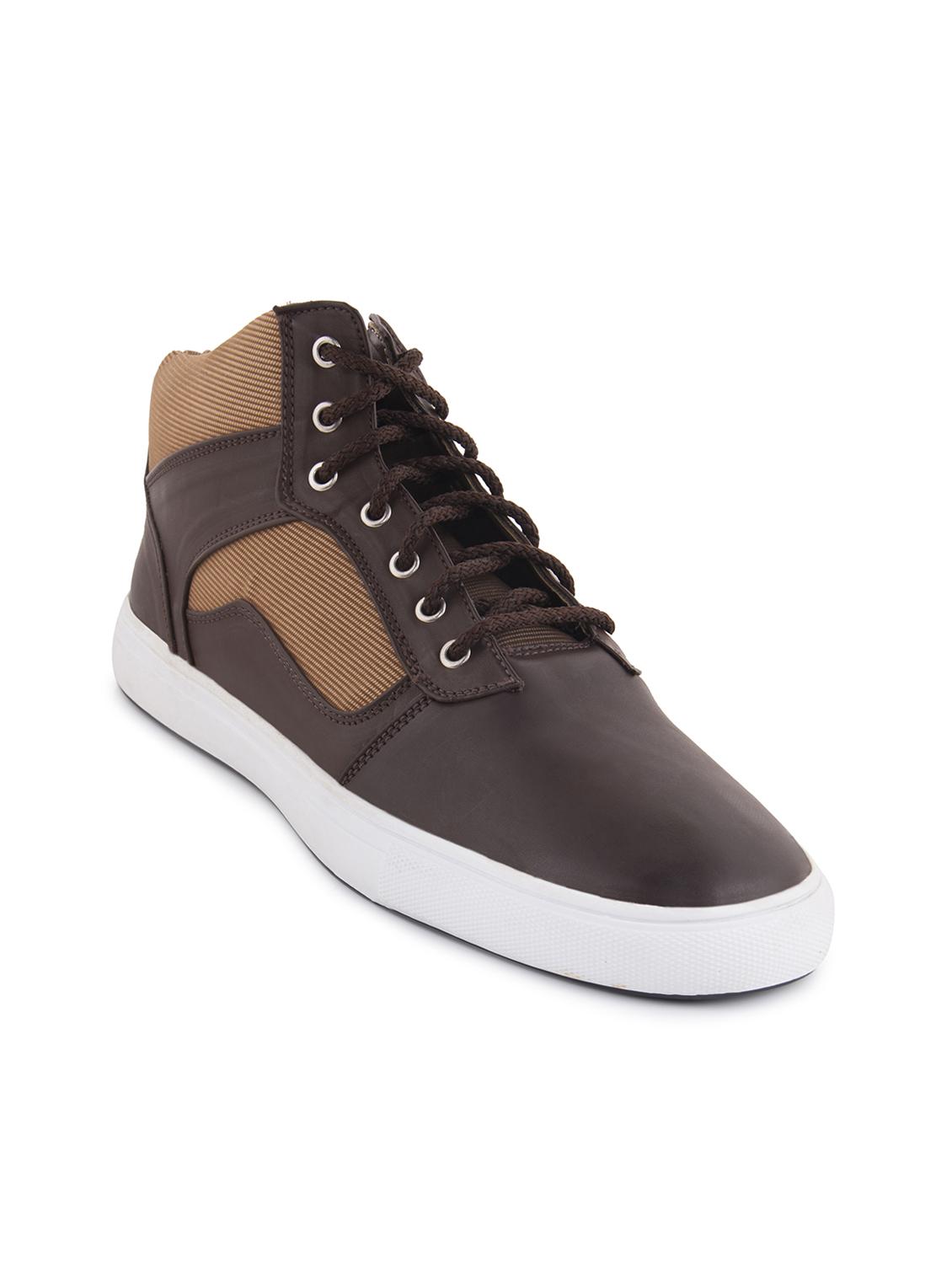 brown faux leather lace up sneaker - 11577317 - Zoom Image - 0