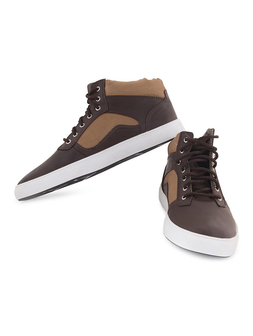 brown faux leather lace up sneaker - 11577317 - Standard Image - 3