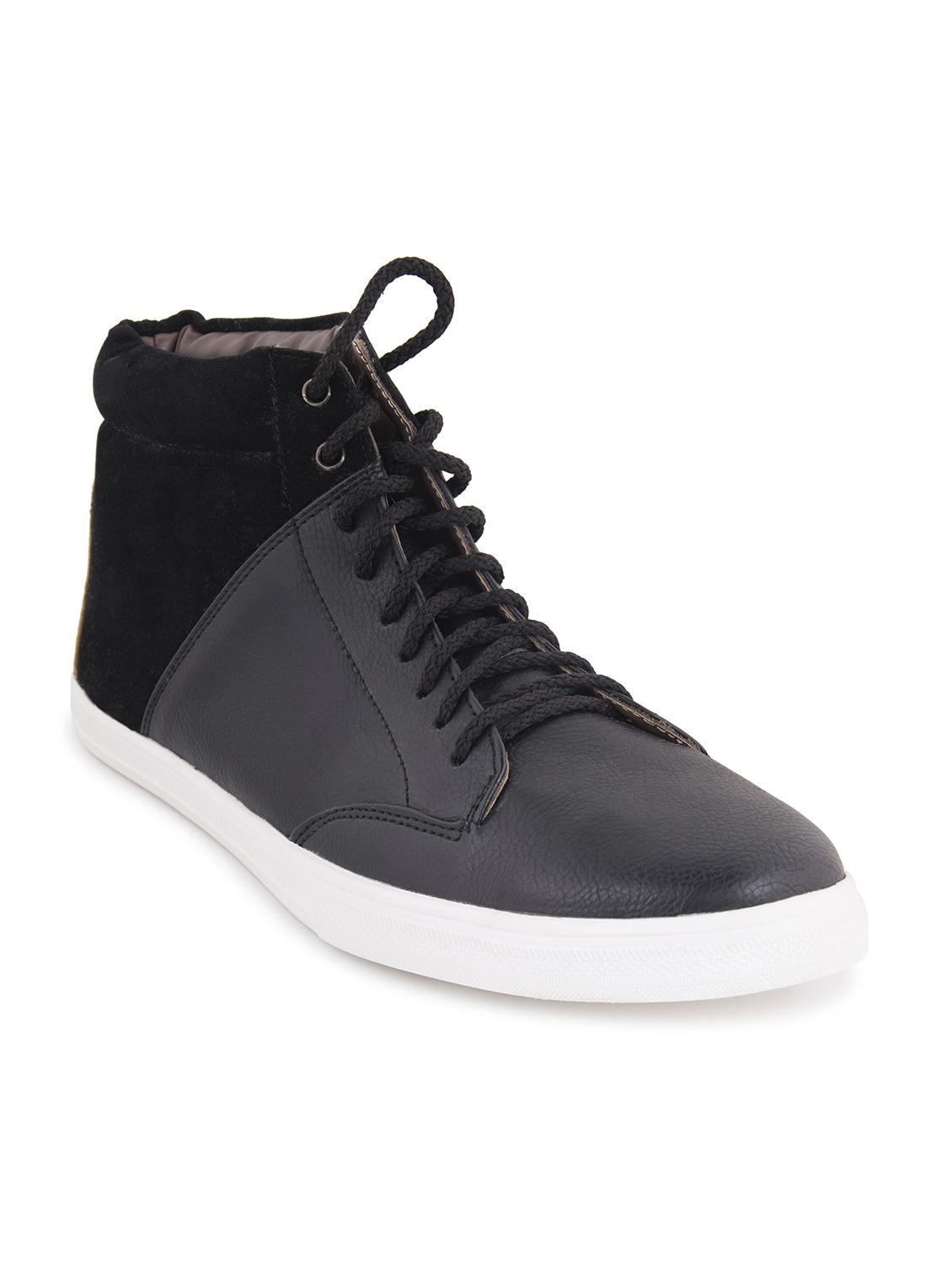 black and grey colour block faux leather lace up sneaker - 11577320 - Zoom Image - 0