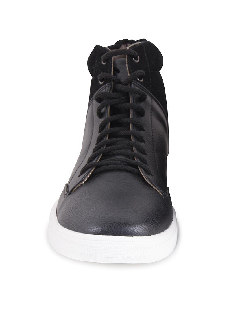 black and grey colour block faux leather lace up sneaker - 11577320 - Standard Image - 3