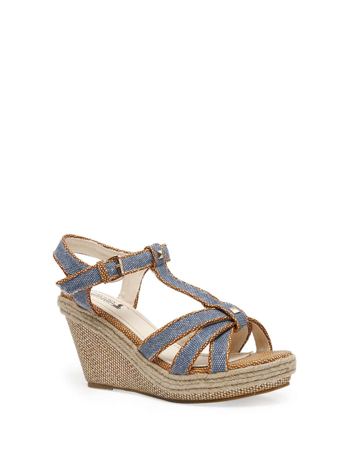 Buy online Strappy Denim Wedge Sandals from heels for Women by Pavers