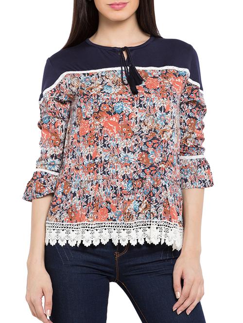 multi colored rayon printed top - 11586277 - Standard Image - 0