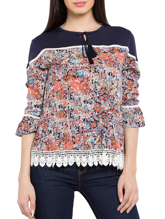 multi colored rayon printed top - 11586277 - Zoom Image - 0