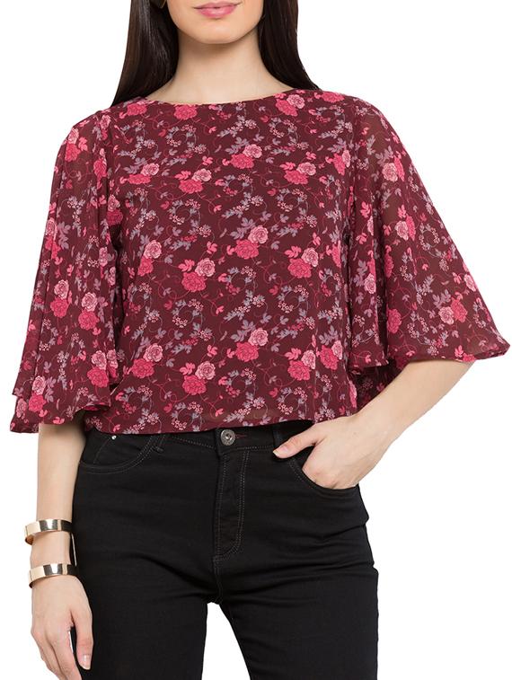 red floral print top - 11586281 - Zoom Image - 0