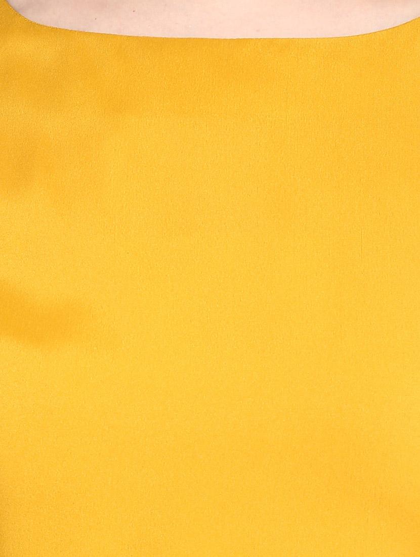 yellow crepe color block straight kurta - 11587403 - Standard Image - 3