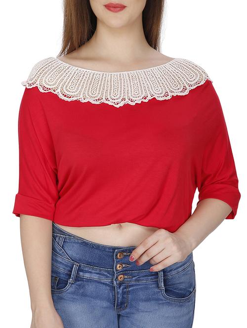 red polyester crop top - 11588802 - Standard Image - 0