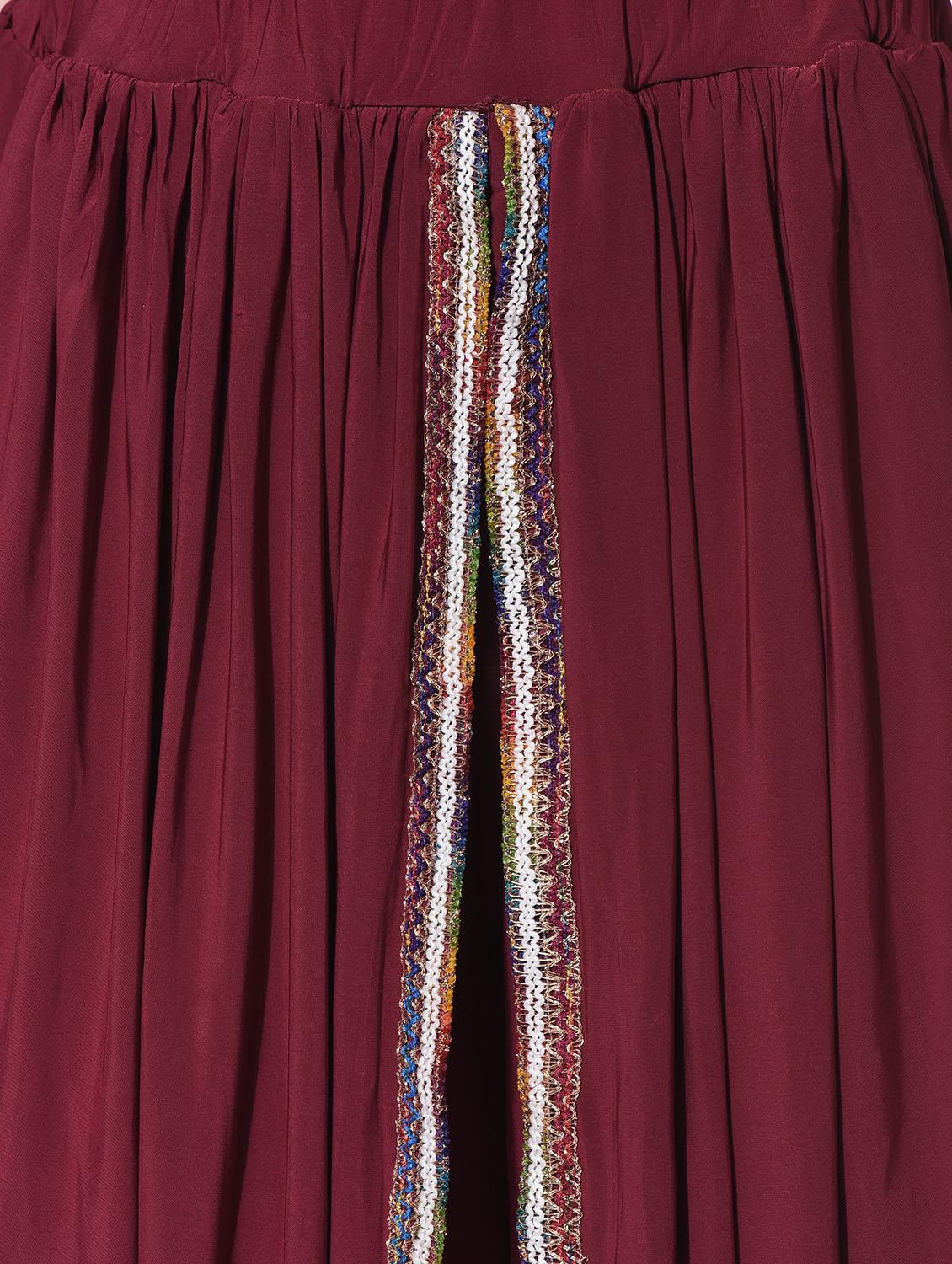 maroon polyester dhoti salwar - 11593787 - Standard Image - 3