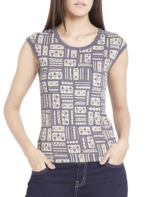 grey printed cotton regular tee - 11624765 - Standard Image - 0