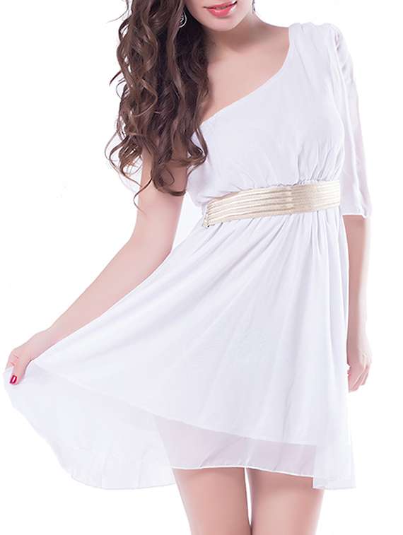 white single shoulder dress