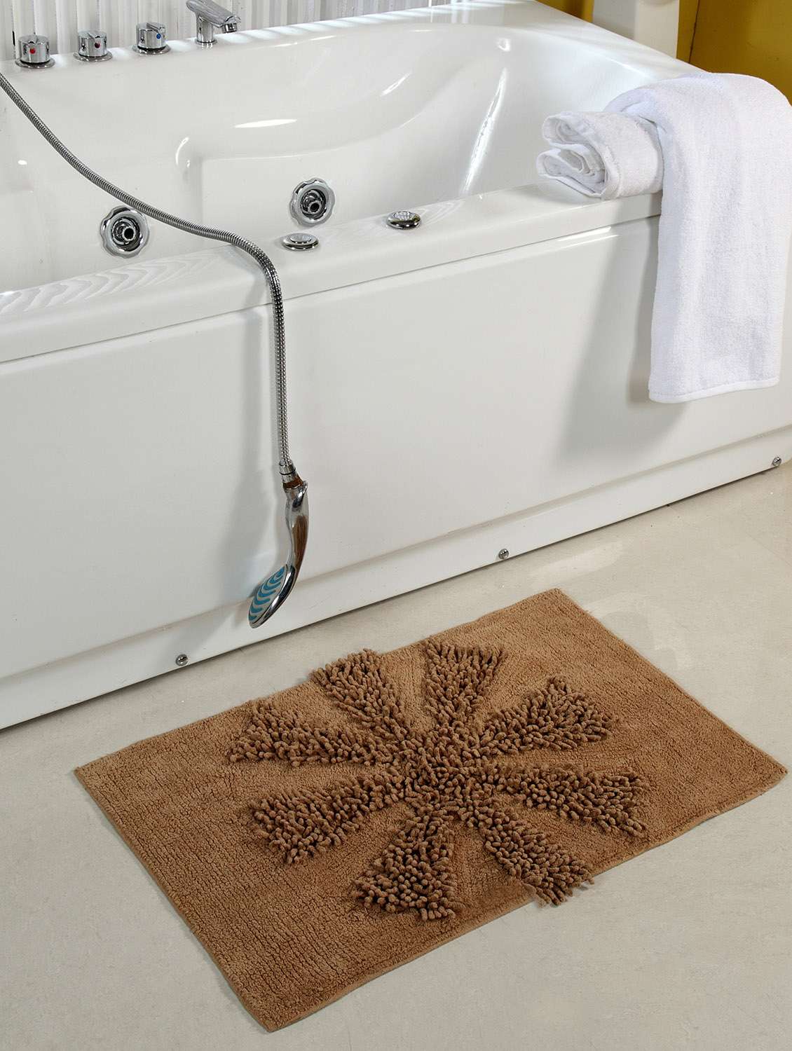 homefurry biege rayz cotton bath mat