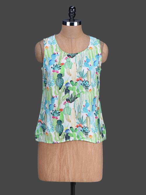 digital printed sleeveless silk top - 1164527 -  Standard Image - 0