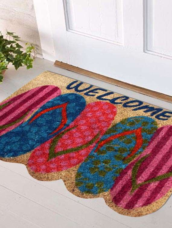 multi colored coir doormat