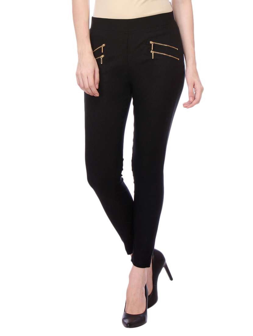 black cotton jeggings
