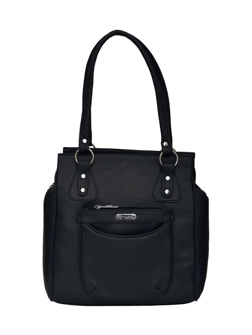 black leatherette regular handbag