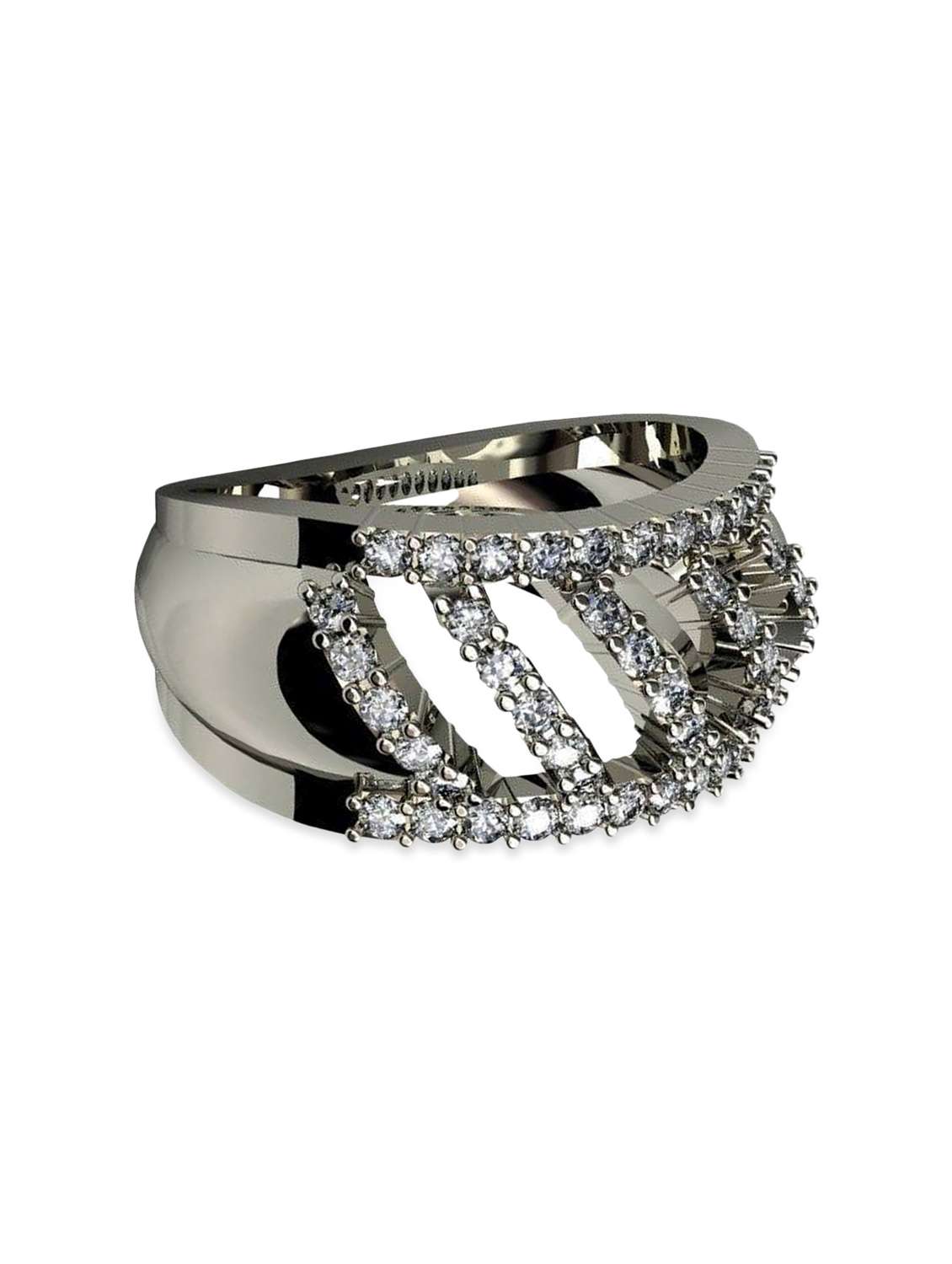 Buy online Sterling Silver Band Ring With Swarovski Zirconia