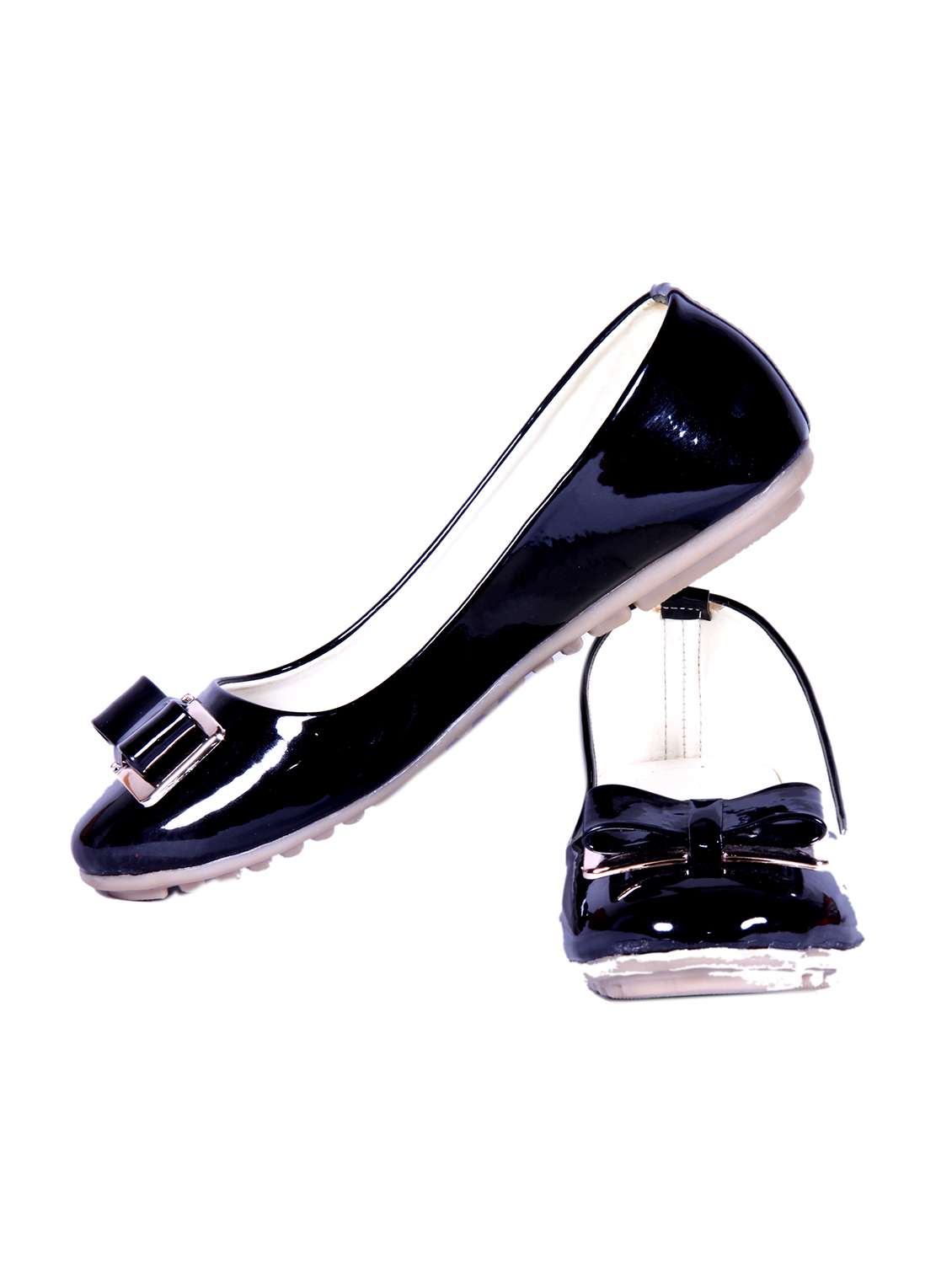 black leatherettte ballerina - 11678486 - Standard Image - 3