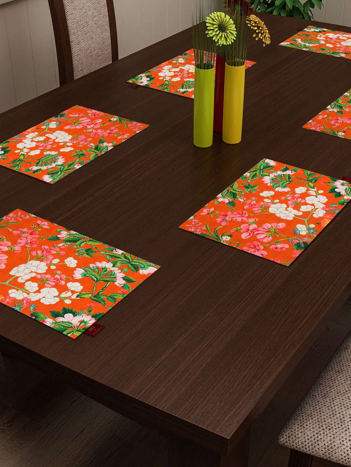 set of 2 orange cotton placemat