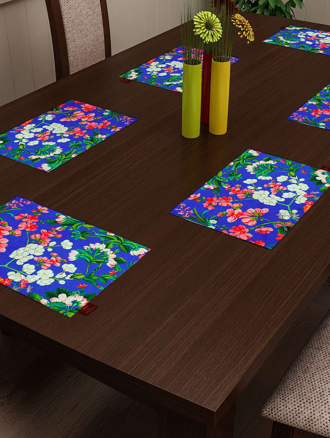 set of 2 blue cotton placemat