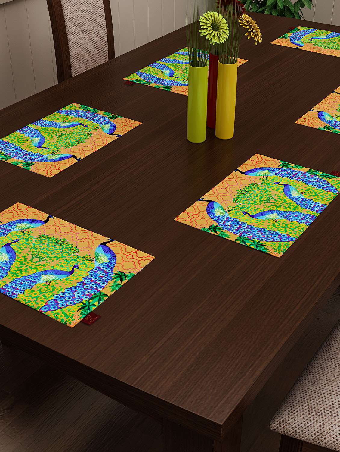 set of 2 multicolored cotton placemat