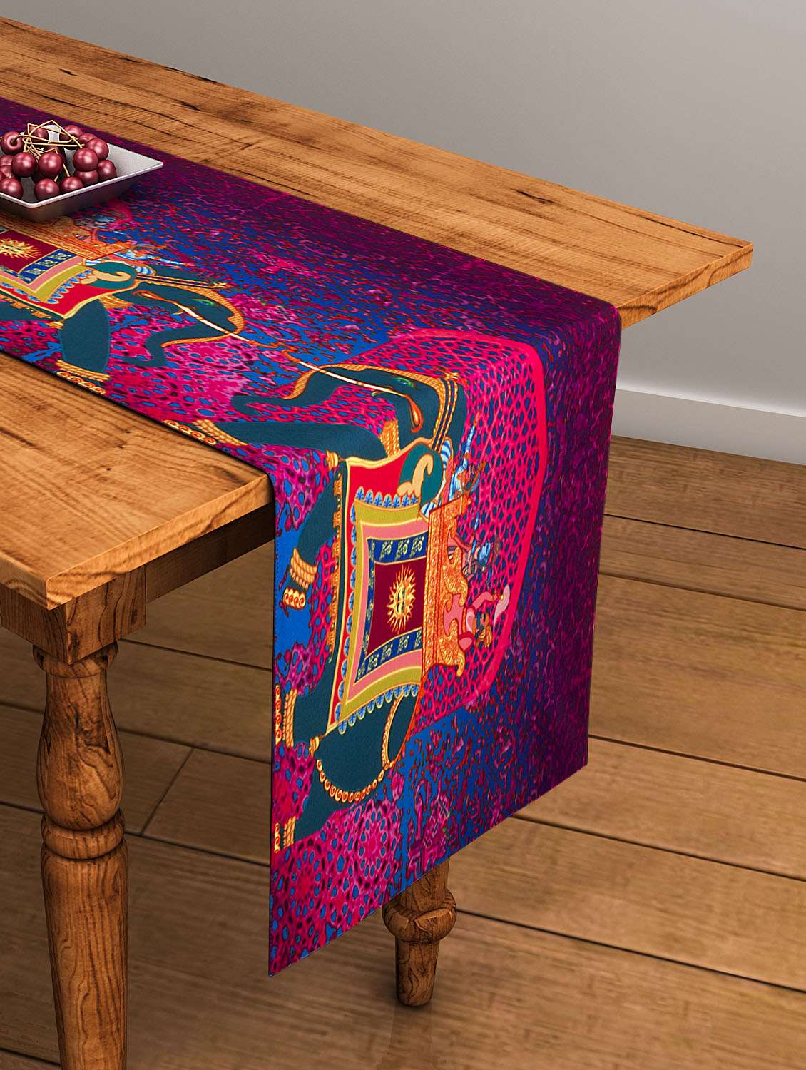 printed purple cotton table runner