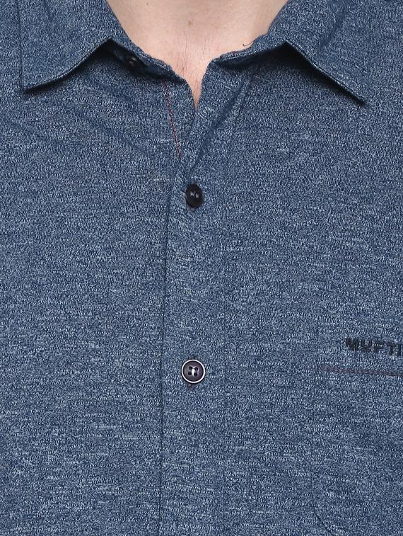 mufti mens blue slim fit mid rise casual shirts - 11716002 - Standard Image - 3