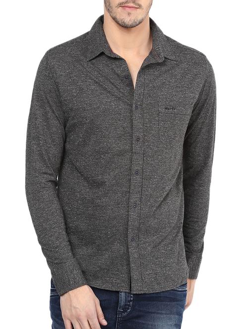 mufti mens black slim fit mid rise casual shirts - 11716003 -  Standard Image - 0