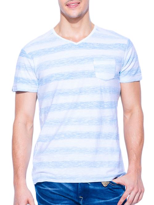 mufti mens turqouise slim fit mid rise tshirts - 11716028 - Standard Image - 0