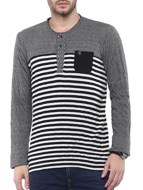 mufti mens black slim fit mid rise tshirts - 11716046 -  Standard Image - 0