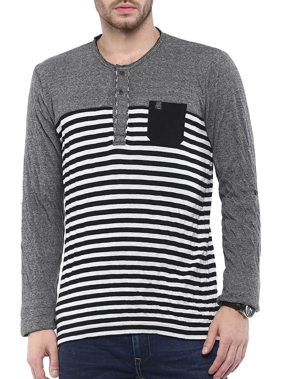 mufti mens black slim fit mid rise tshirts - 11716046 -  Zoom Image - 0