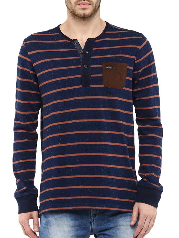 mufti mens orange slim fit mid rise tshirts - 11716054 -  Zoom Image - 0