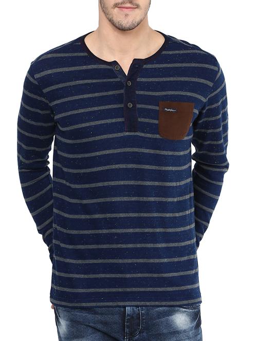 mufti mens grey slim fit mid rise tshirts - 11716055 -  Standard Image - 0